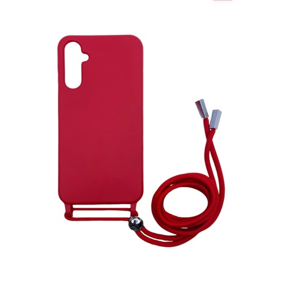 Capa de Silicone com Cordão para  Samsung Galaxy A34 5g Vermelho